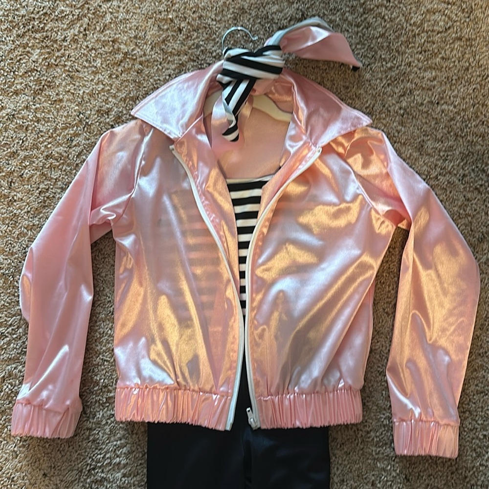 Grease-style girls dance costume - black, white and pink.